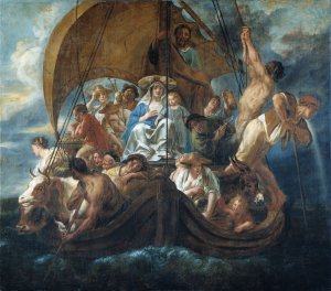 The Holy Family With Various Persons And Animals In A Boat by Jacob Jordaens Oil Painting