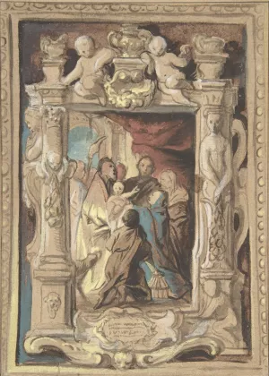 The Presentation in the Temple, with a Design for a Sculpted Frame by Jacob Jordaens The Presentation in the Temple, with a Design for a Sculpted Frame by Jacob Jordaens Oil Painting