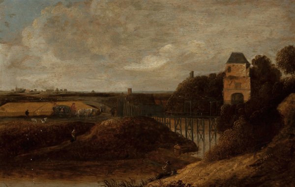 Main Product Photo of Landscape with a castle Painting by Jacob Knijff