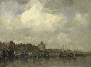 De Schreierstoren aan de Buitenkant te Amsterdam by Jacob Maris Oil Painting