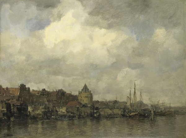 Main Product Photo of De Schreierstoren aan de Buitenkant te Amsterdam  Painting by Jacob Maris