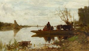 Ferry by Jacob Maris Oil Painting