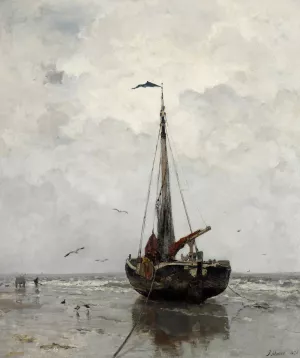 Fishing boat Oil painting by Jacob Maris