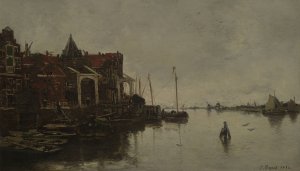Harbor Scene by Jacob Maris Oil Painting