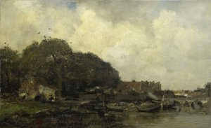 Havengezicht by Jacob Maris Oil Painting