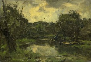 Landschap met schuit by Jacob Maris Oil Painting