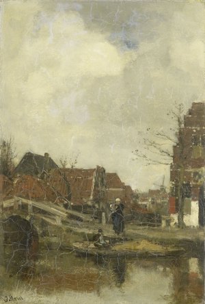 Oud buurtje aan het water by Jacob Maris Oil Painting