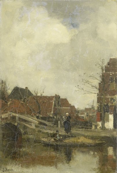 Main Product Photo of Oud buurtje aan het water  Painting by Jacob Maris