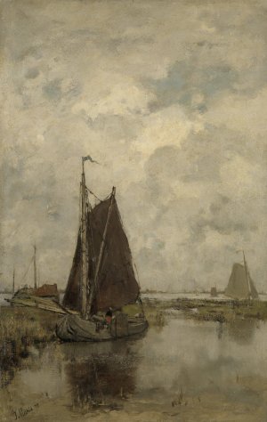 Ships in Dull Weather by Jacob Maris Oil Painting