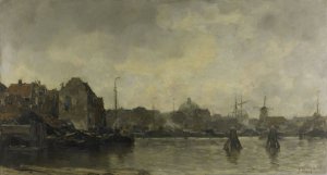 Stadsgezicht by Jacob Maris Oil Painting