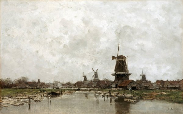Main Product Photo of The Five Windmills  Painting by Jacob Maris