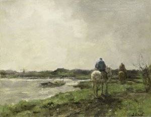 Towpath by Jacob Maris Oil Painting