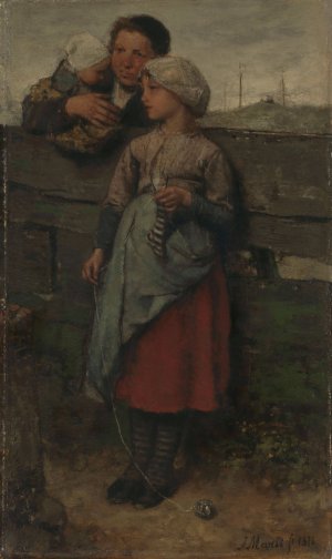 Villagers by Jacob Maris Oil Painting