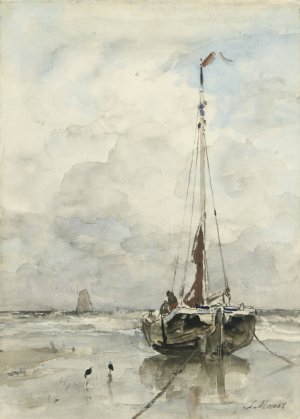 Visserspink aan het strand by Jacob Maris Oil Painting