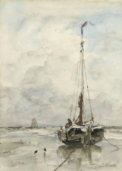 Visserspink aan het strand  by Jacob Maris - Hand-Painted Oil Painting Reproduction