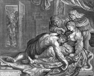 Samson and Delilah by Jacob Matham Oil Painting