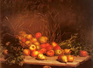 An Overturned Basket Of Fruit And Vegatables Oil painting by Jacob More