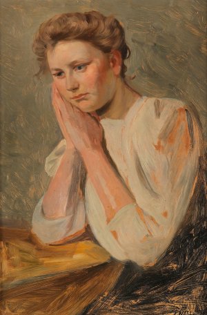 Bildnis Tochter Elsa by Jacob Nobbe Oil Painting