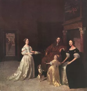 A Family Group by Jacob Ochtervelt - Oil Painting Reproduction