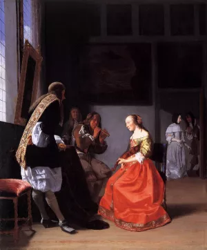 Musical Company in an Interior Oil painting by Jacob Ochtervelt