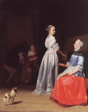 Rehearsing the Song by Jacob Ochtervelt - Oil Painting Reproduction