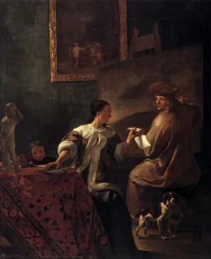 The Drawing Lesson by Jacob Ochtervelt Oil Painting