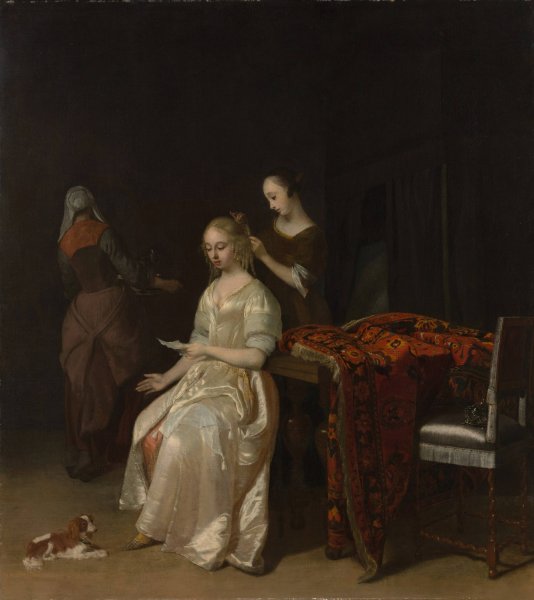 The Love Letter  by Jacob Ochtervelt - Hand-Painted Oil Painting Reproduction