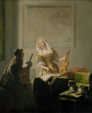 The Music Lesson by Jacob Ochtervelt Oil Painting