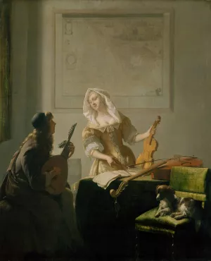 The Music Lesson by Jacob Ochtervelt Oil Painting