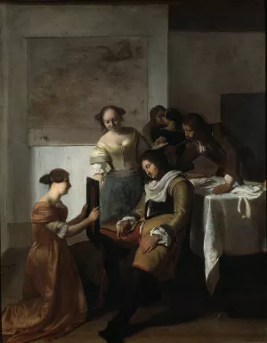 The Sleeping Officer by Jacob Ochtervelt Oil Painting