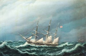 To danske fregatter i en storm signalerer med hinanden by Jacob Petersen Oil Painting