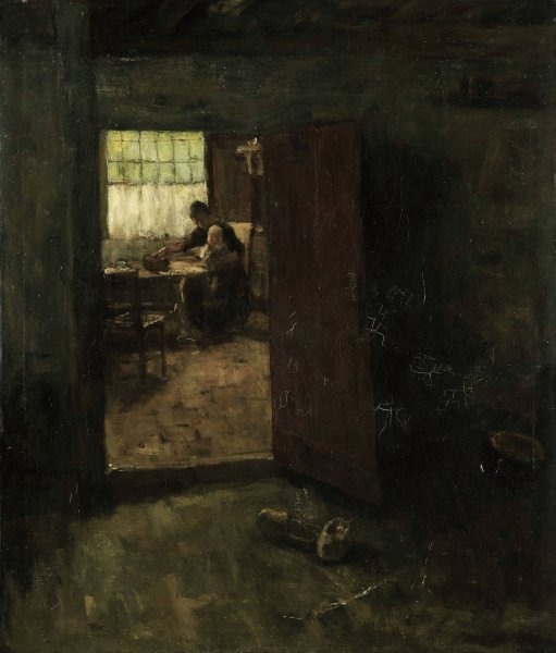 Main Product Photo of Domestic Interior with Country Woman and Child  Painting by Jacob Simon Hendrik Kever