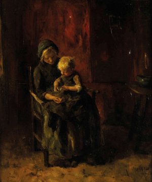 Mother and Child by Jacob Simon Hendrik Kever Oil Painting