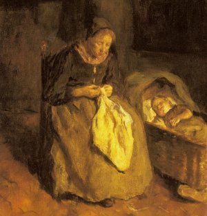 Naptime by Jacob Simon Hendrik Kever Oil Painting