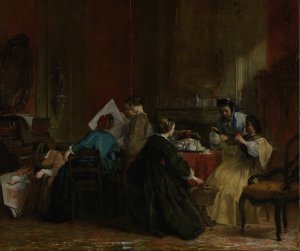 Group of Women Looking at Stereoscope Photographs by Jacob Spoel Oil Painting
