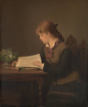 Girl Reading by Jacob Taanman Oil Painting