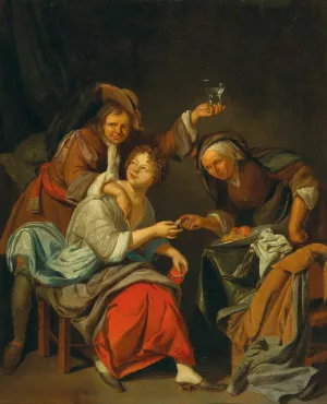 A Brothel Scene by Jacob Toorenvliet Oil Painting