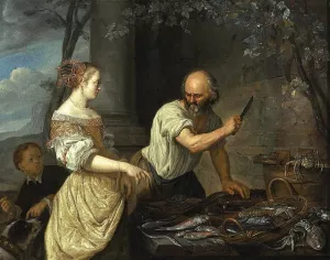 A Fish Seller Oil painting by Jacob Toorenvliet