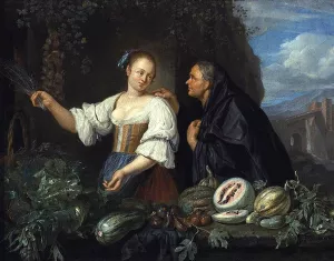 A Vegetable Seller Oil painting by Jacob Toorenvliet