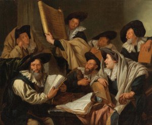 Rabbinical Discussion by Jacob Toorenvliet Oil Painting