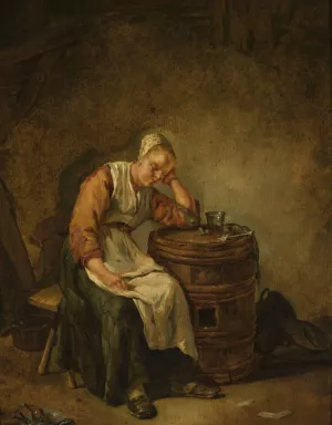 Sleeping woman by Jacob Toorenvliet Oil Painting