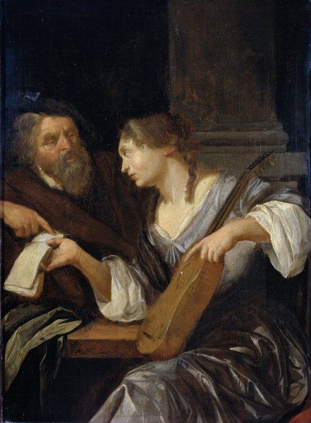 Main Product Photo of The music lesson  Painting by Jacob Toorenvliet