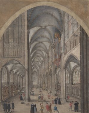Interior of Strasbourg Cathedral by Jacob Van Der Heyden Oil Painting