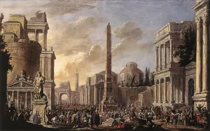 Antique Forum with a Triumphal Procession painting by Jacob Van Der Ulft