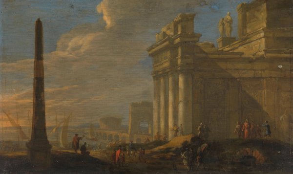 Main Product Photo of Italian harbor view  Painting by Jacob Van Der Ulft