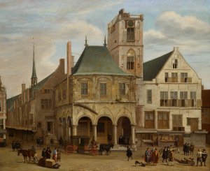 The old town hall by Jacob Van Der Ulft Oil Painting