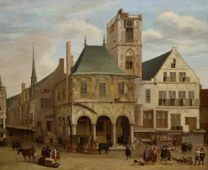 The old town hall by Jacob Van Der Ulft Oil Painting