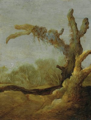 A Tree Trunk In A Landscape by Jacob Van Geel Oil Painting