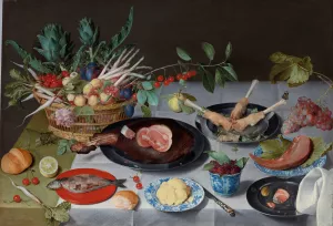 Still Life with Meat, Fish, Vegetables and Fruit by Jacob Van Hulsdonck Oil Painting