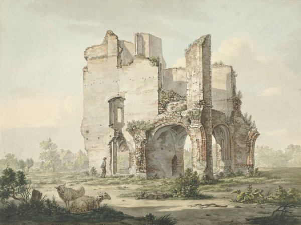 Main Product Photo of De ruine van de Abdij van Rijnsburg  Painting by Jacob Van Liender